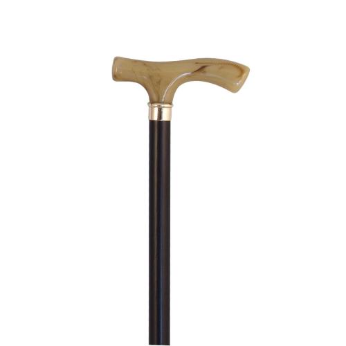 Μπαστούνι Ξύλινο Μαύρο Με Κοκκάλινη Λαβή