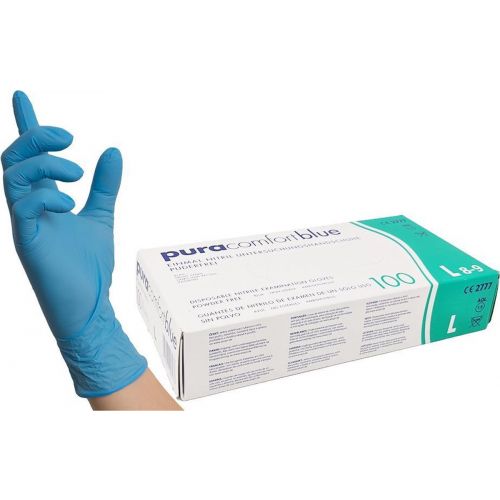 Γάντια  Εξεταστικα Νιτριλίου Μπλε | Συσκ: 100τμχ | Pura Comfort