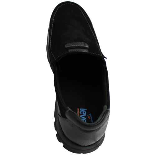 Ανατομικό Δερμάτινο Ανδρικό Παπούτσι με Λάστιχο στο Πλάι - Μαύρο 562