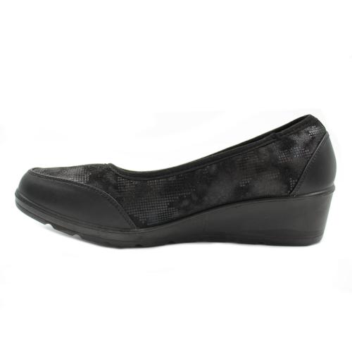  Ανατομική Γυναικεία Μπαλαρίνα Υφασμάτινη με Λάστιχο  - Μαύρη 6512