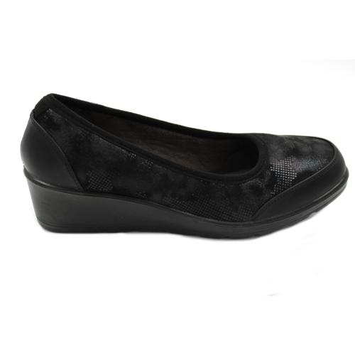  Ανατομική Γυναικεία Μπαλαρίνα Υφασμάτινη με Λάστιχο  - Μαύρη