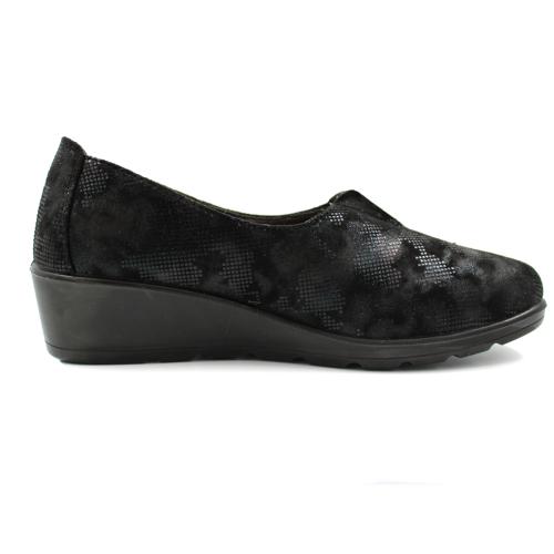  Ανατομικό Γυναικείο Παπούτσι Υφασμάτινο με άνοιγμα στο Κουντεπιέ  - Μαύρο