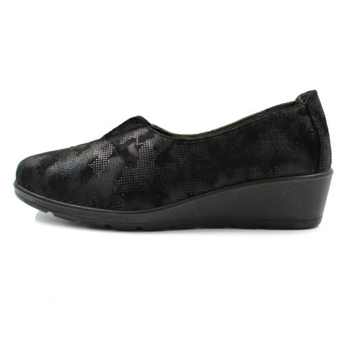  Ανατομικό Γυναικείο Παπούτσι Υφασμάτινο με άνοιγμα στο Κουντεπιέ  - Μαύρο 6513