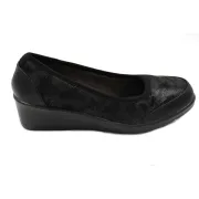  Ανατομική Γυναικεία Μπαλαρίνα Υφασμάτινη με Λάστιχο  - Μαύρη