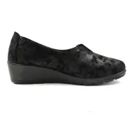  Ανατομικό Γυναικείο Παπούτσι Υφασμάτινο με άνοιγμα στο Κουντεπιέ  - Μαύρο