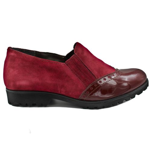 Ανατομικό Γυναικείο Παπούτσι Μπορντώ - Με Λουστρίνι Και Καστόρι 171