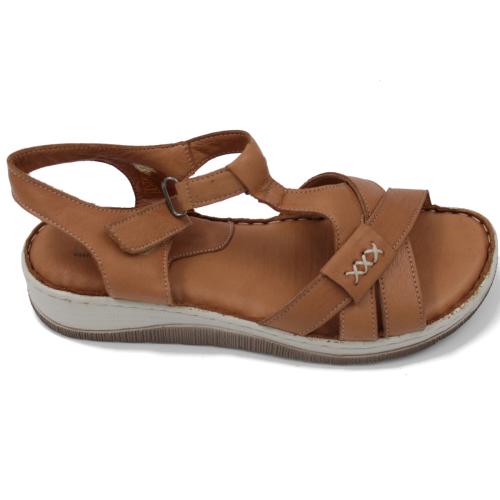 Ανατομικό Γυναικείο Πέδιλο Δερμάτινο Με Λουράκι - Καφέ