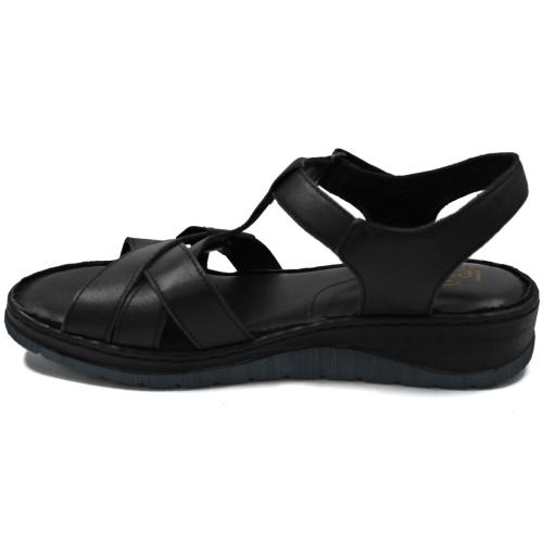 Ανατομικό Γυναικείο Πέδιλο Δερμάτινο Με Λουράκι- Μαύρο 2088