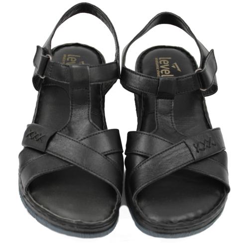 Ανατομικό Γυναικείο Πέδιλο Δερμάτινο Με Λουράκι- Μαύρο 2088