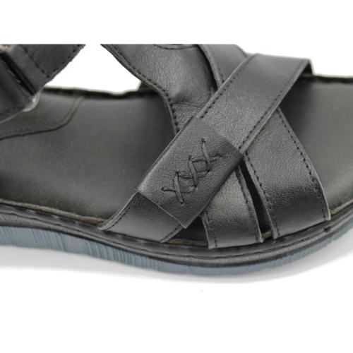 Ανατομικό Γυναικείο Πέδιλο Δερμάτινο Με Λουράκι- Μαύρο 2088