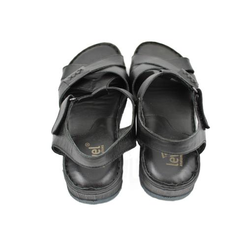 Ανατομικό Γυναικείο Πέδιλο Δερμάτινο Με Λουράκι- Μαύρο 2088