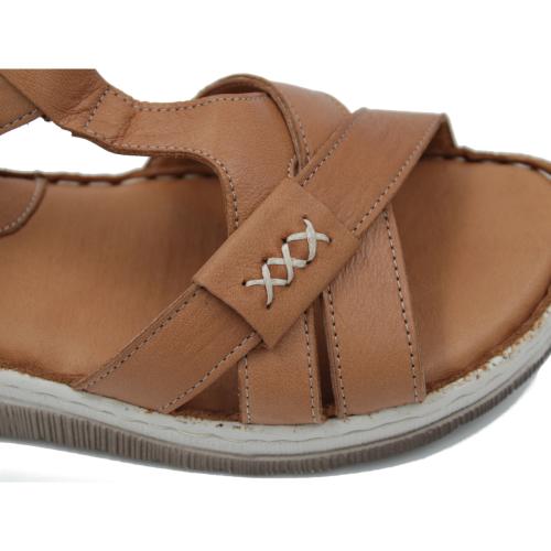 Ανατομικό Γυναικείο Πέδιλο Δερμάτινο Με Λουράκι - Καφέ 2088