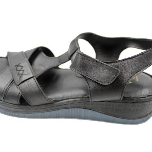 Ανατομικό Γυναικείο Πέδιλο Δερμάτινο Με Λουράκι- Μαύρο 2088