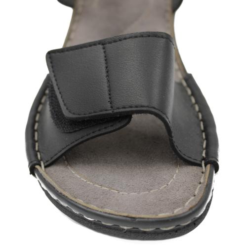 Ανατομικό Γυναικείο Πέδιλο Δερμάτινο Με Velcro - Μαύρο 2103