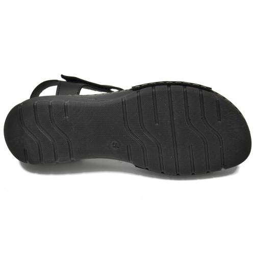 Ανατομικό Γυναικείο Πέδιλο Δερμάτινο Με Velcro - Μαύρο 2103