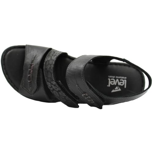 Ανατομικό Γυναικείο Πέδιλο Δερμάτινο Με Velcro - Μαύρο 2113