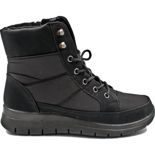 Ανατομικό Αδιάβροχο Μποτάκι Υφασμάτινο με Κορδόνια - Μαύρο