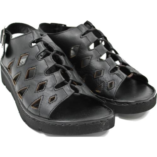 Ανατομικό Γυναικείο Πέδιλο Δερμάτινο  - Μαύρο 2151