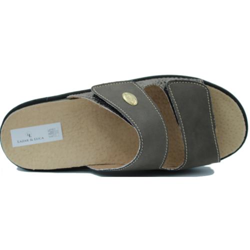 Ανατομική Γυναικεία Παντόφλα Γκρι - Με Αυτοκόλλητο | Lazar&Luca 22-181