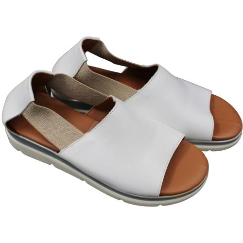 Ανατομικό Γυναικείο Πέδιλο Λευκό | Δερμάτινο 19-2046