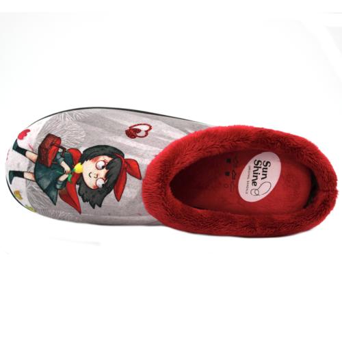 Ανατομική Γυναικεία Παντόφλα Με Σχέδιο - Κόκκινο  1163