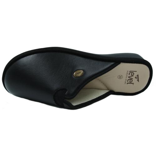 Ανατομική Γυναικεία Παντόφλα Δερματίνι - Μαύρη 4067