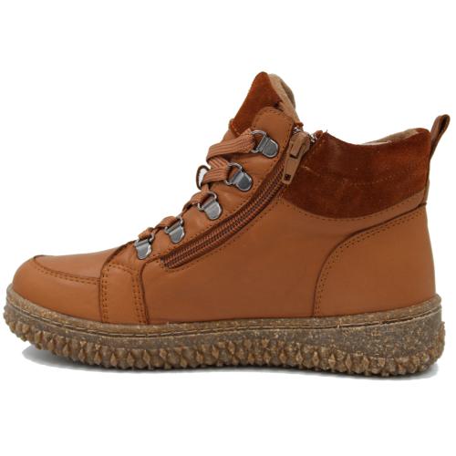 Ανατομικό Αδιάβροχο Μποτάκι Δερμάτινο με Κορδόνια - Καφέ 228