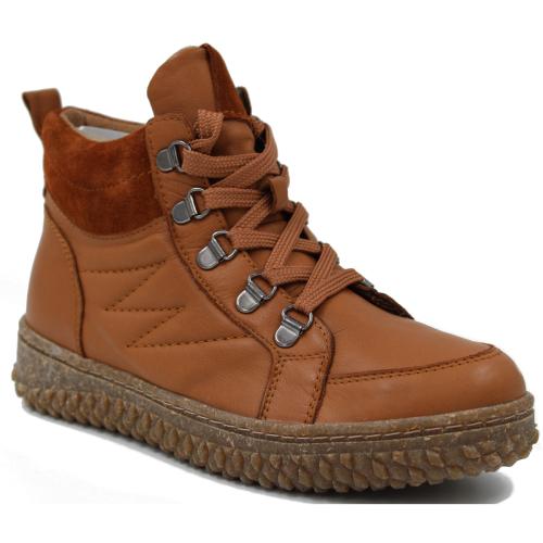 Ανατομικό Αδιάβροχο Μποτάκι Δερμάτινο με Κορδόνια - Καφέ 228