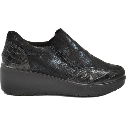  Ανατομικό Γυναικείο Παπούτσι Δερμάτινο - Μαύρο Κροκό 1571