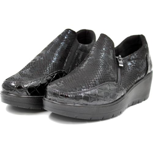  Ανατομικό Γυναικείο Παπούτσι Δερμάτινο - Μαύρο Κροκό 1571