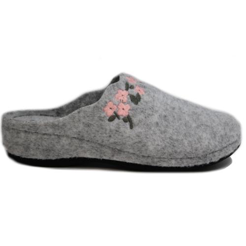 Ανατομική Γυναικεία Παντόφλα Τσόχα με Σχέδιο - Γκρι 2352