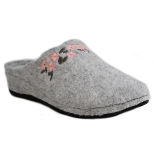 Ανατομική Γυναικεία Παντόφλα Τσόχα με Σχέδιο - Γκρι 2352