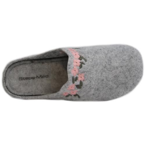 Ανατομική Γυναικεία Παντόφλα Τσόχα με Σχέδιο - Γκρι 2352