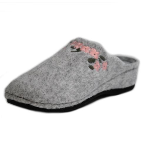 Ανατομική Γυναικεία Παντόφλα Τσόχα με Σχέδιο - Γκρι 2352