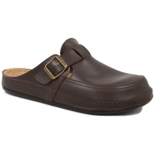 Ανατομική Ανδρική Χειμερινή Παντόφλα με Φελλό - Σκούρο Καφέ 2354