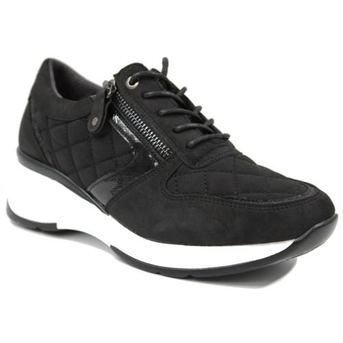 Ανατομικό Γυναικείο Παπούτσι Με Κορδόνι και Φερμουάρ - Μαύρο 6549