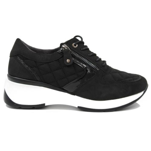 Ανατομικό Γυναικείο Παπούτσι Με Κορδόνι και Φερμουάρ - Μαύρο 6549