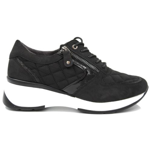 Ανατομικό Γυναικείο Παπούτσι Με Κορδόνι και Φερμουάρ - Μαύρο 6549