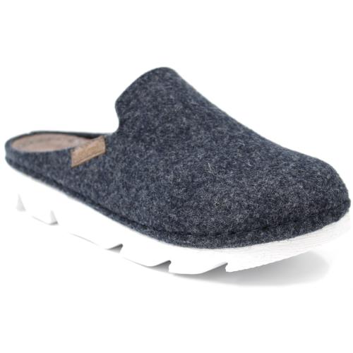 Ανατομική Γυναικεία Παντόφλα με Τσόχα & Τρακτερωτή Σόλα - Μπλε 4033