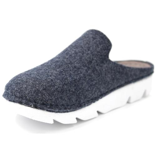 Ανατομική Γυναικεία Παντόφλα με Τσόχα & Τρακτερωτή Σόλα - Μπλε 4033