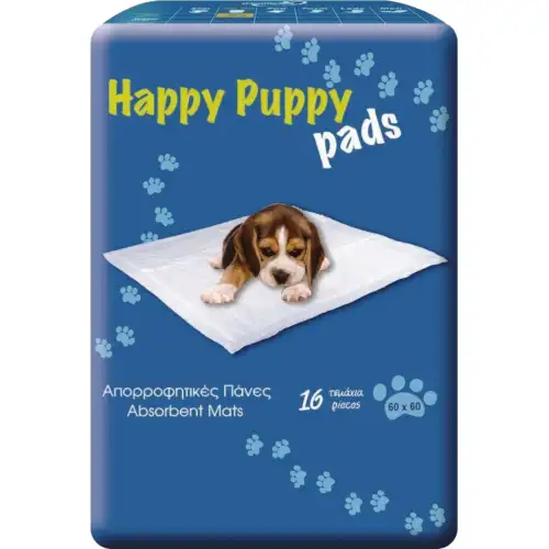 &Pi;ά&nu;&epsilon;&sigmaf; &Kappa;&alpha;&tau;&omicron;&iota;&kappa;&iota;&delta;ί&omega;&nu; Happy Puppy Pads 60x60 (16 &tau;&mu;&chi;)