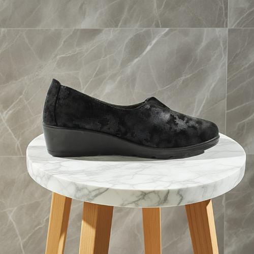  Ανατομικό Γυναικείο Παπούτσι Υφασμάτινο με άνοιγμα στο Κουντεπιέ  - Μαύρο 6513