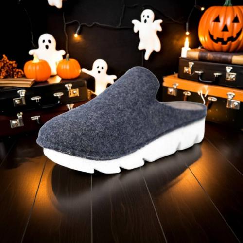 Ανατομική Γυναικεία Παντόφλα με Τσόχα & Τρακτερωτή Σόλα - Μπλε 4033